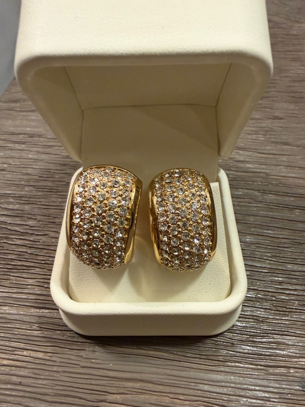 Vintage Christian Dior Pave Crystal Pierced Earrings